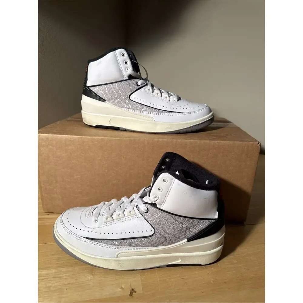Nike Air Jordan 2 Retro Python White Gray Red 7Y Womens 8.5